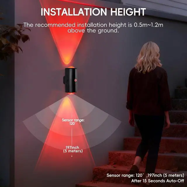 Alt view image 3 of 7 - LED Wireless Wall Sconce with Remote, 16 Colors Changing, Motion Sensor Light Indoor, Dimmable, 1500mAh Rechargeable Battery Operated Wall Sconces for Hallway, Stair, Bathroom, Bedroom, Black, 1 Piece
