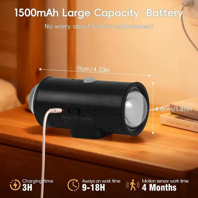Alt view image 5 of 7 - LED Wireless Wall Sconce with Remote, 16 Colors Changing, Motion Sensor Light Indoor, Dimmable, 1500mAh Rechargeable Battery Operated Wall Sconces for Hallway, Stair, Bathroom, Bedroom, Black, 1 Piece