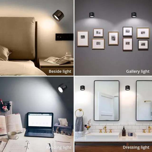 Alt view image 2 of 7 - 1PC Battery Operated Wall Mounted Light with Remote, 9 Colors RGB Rechargeable Ambient Sconce, 3 Color Temperatures, Dimming & Removable Lamp for Bedroom Living Room Bathroom