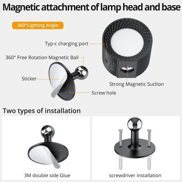 Alt view image 6 of 7 - 1PC Battery Operated Wall Mounted Light with Remote, 9 Colors RGB Rechargeable Ambient Sconce, 3 Color Temperatures, Dimming & Removable Lamp for Bedroom Living Room Bathroom