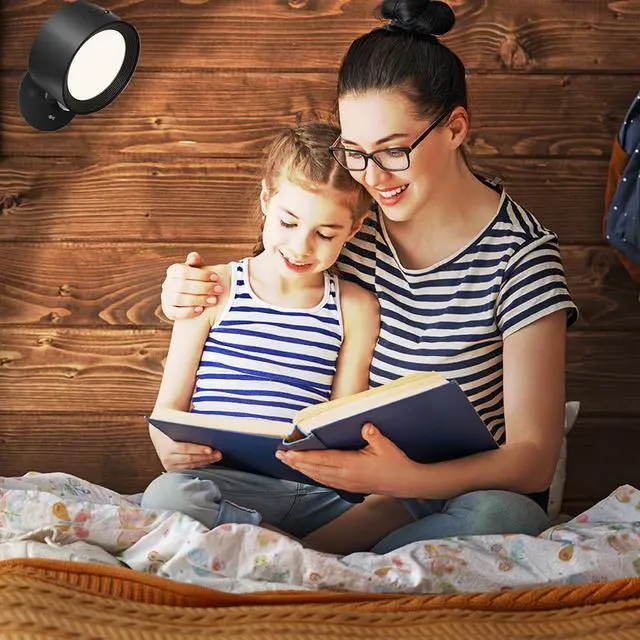 Alt view image 2 of 7 - LED Reading Lights, Rechargeable USB Wall Mounted Sconces 3 Color Temperatures, 360° Rotate Magnetic Ball LED Wall Mounted Cordless Lamp for Reading Bedroom Bedside