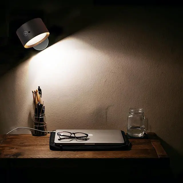Alt view image 7 of 7 - LED Reading Lights, Rechargeable USB Wall Mounted Sconces 3 Color Temperatures, 360° Rotate Magnetic Ball LED Wall Mounted Cordless Lamp for Reading Bedroom Bedside
