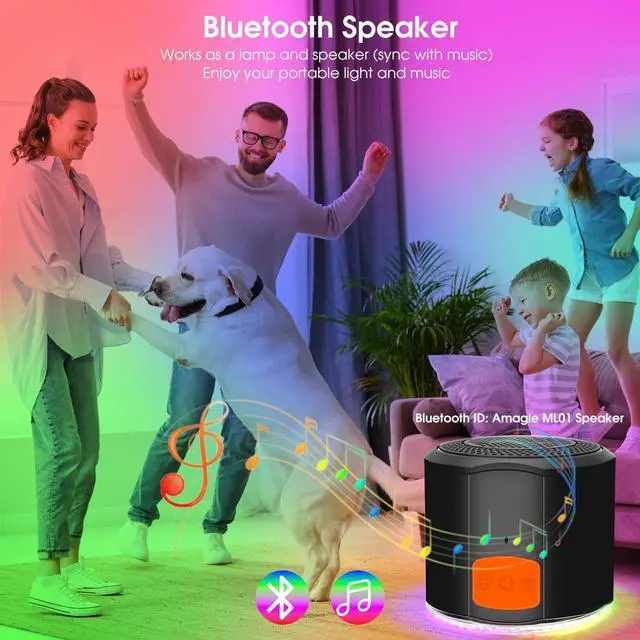Alt view image 6 of 7 - Wall Sconce, Rechargeable RGB Light with Bluetooth Speaker, Dimmable