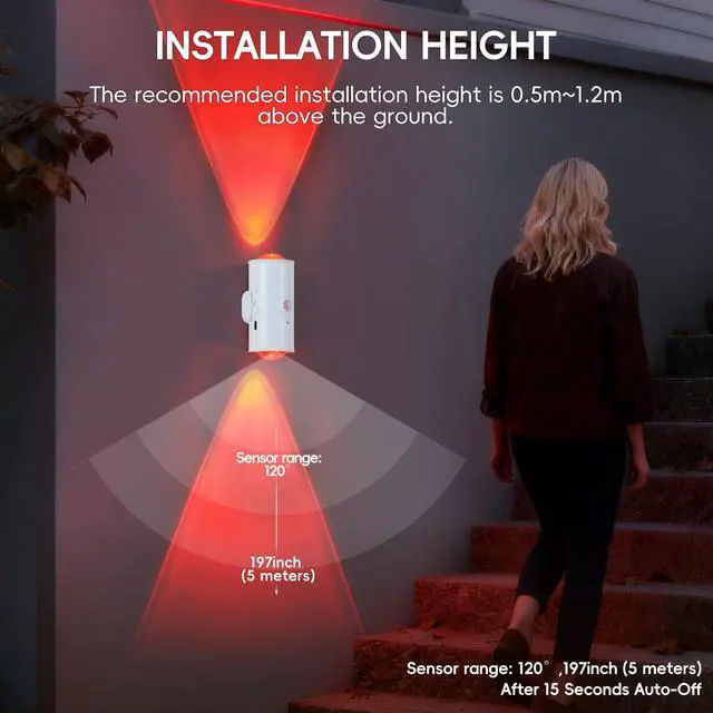 Alt view image 3 of 7 - LED Wireless Wall Sconce with Remote, 16 Colors Changing, Motion Sensor Light Indoor, Dimmable, 1500mAh Rechargeable Battery Operated Wall Sconces for Hallway, Stair, Bathroom, Bedroom