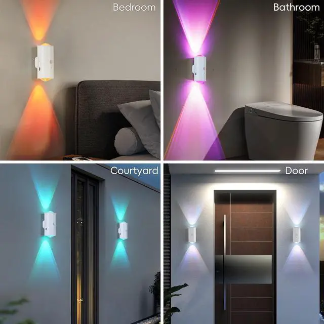 Alt view image 6 of 7 - LED Wireless Wall Sconce with Remote, 16 Colors Changing, Motion Sensor Light Indoor, Dimmable, 1500mAh Rechargeable Battery Operated Wall Sconces for Hallway, Stair, Bathroom, Bedroom