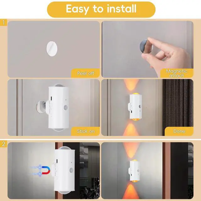 Alt view image 7 of 7 - LED Wireless Wall Sconce with Remote, 16 Colors Changing, Motion Sensor Light Indoor, Dimmable, 1500mAh Rechargeable Battery Operated Wall Sconces for Hallway, Stair, Bathroom, Bedroom