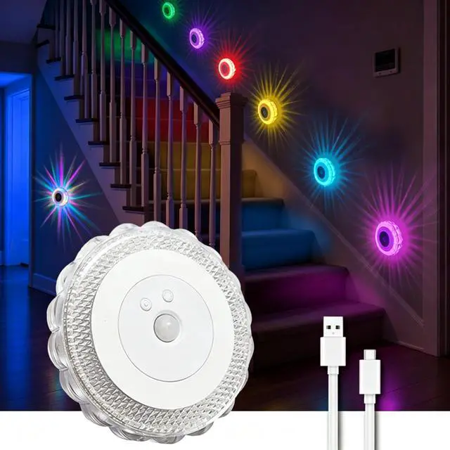 Main image of LED Sconces, Motion Sensor Stair Light Indoor, 16 Color Changing Night Light, Battery Operated Wall Lights, Under Cabinet Lighting, Portable Led Closet Light for Bedroom