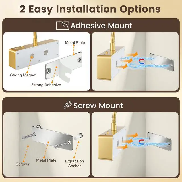 Alt view image 7 of 7 - Picture Light for Wall, 15" Rechargeable Battery Operated LED Wall Sconce Painting Lighting with Remote, 3CCT Dimmable Magnetic Cordless Art Display Light for Gallery, Bedroom - Gold