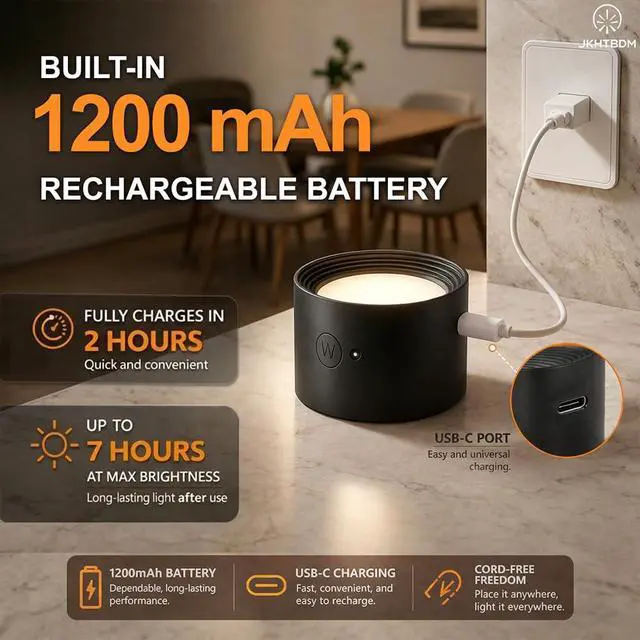Alt view image 2 of 7 - Wall Mounted Lights,Rechargeable RGB Color Changing Wall Sconces, 3 Color Temps & Dimmable, Remote & Touch Control, 360° Rotatable Magnetic Cordless Lights for Bedroom, Study, Bedside