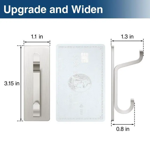 Alt view image 4 of 6 - Wall Hooks for Coat and Towel: 13LB Strong Adhesive Door Hanger Stick on, Brushed Nickel 6 Pack