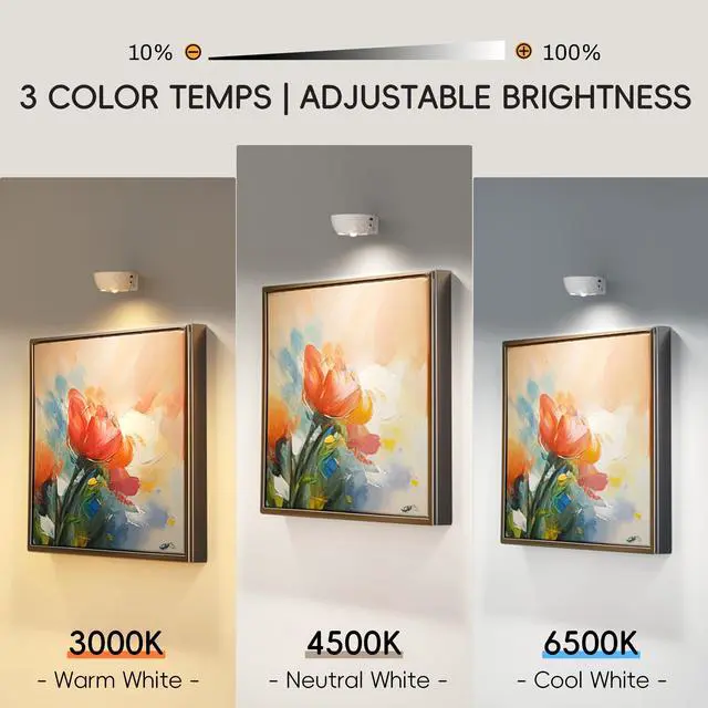 Alt view image 3 of 7 - Rechargeable Picture Lights for Wall, 3 Pack Magnetic Picture Display Lights with Remote, Dimmable LED Light, 3 Color Temps & 12 RGB Colors for Artwork, Posters, Portraits & Display Decor