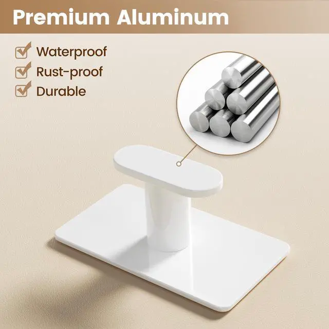 Alt view image 7 of 7 - Adhesive Towel Hooks for Bathroom: 20LB Extra Strong Wall Hanger for Shower Kitchen RV Dorm Apartment, White 4 Pack