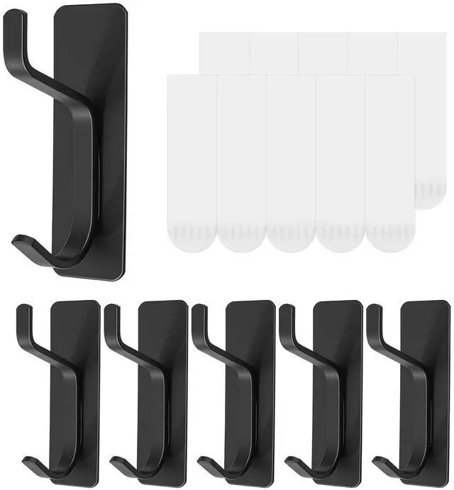 Main image of 6 Pack Wall Hook with Removable Strips, Adhesive Towel Hook, Damage Free