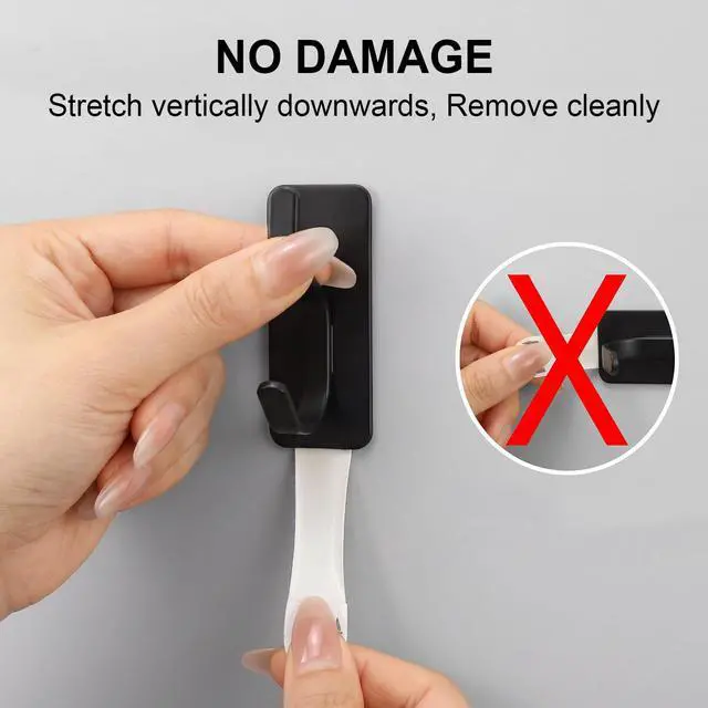 Alt view image 2 of 6 - 6 Pack Wall Hook with Removable Strips, Adhesive Towel Hook, Damage Free