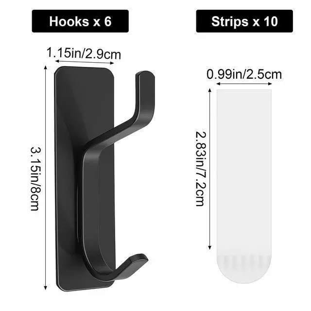 Alt view image 6 of 6 - 6 Pack Wall Hook with Removable Strips, Adhesive Towel Hook, Damage Free