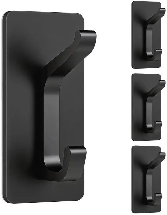 Main image of Adhesive Wall Coat Hooks, Matte Black Heavy Duty Hooks for Hanging