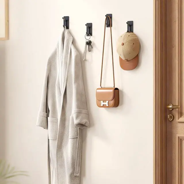 Alt view image 2 of 7 - Adhesive Wall Coat Hooks, Matte Black Heavy Duty Hooks for Hanging