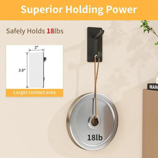 Alt view image 3 of 7 - Adhesive Wall Coat Hooks, Matte Black Heavy Duty Hooks for Hanging