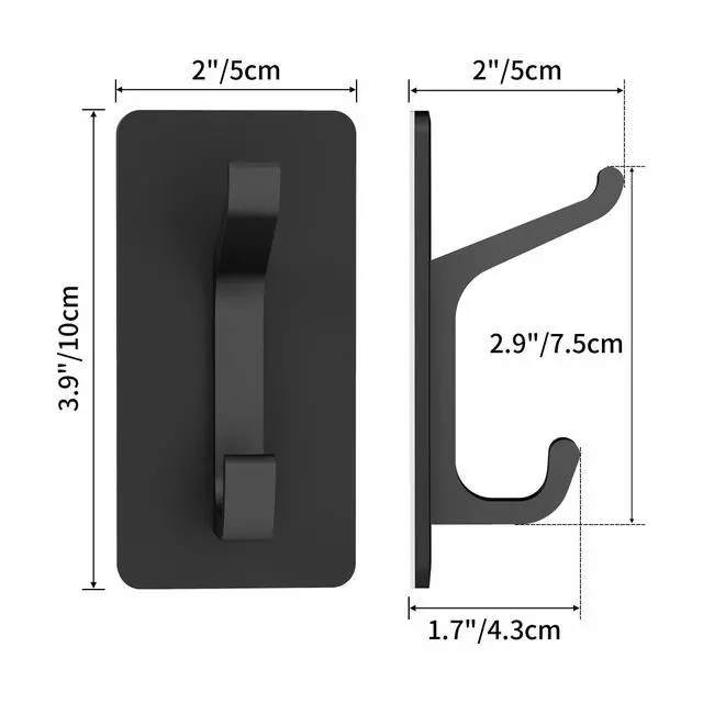 Alt view image 7 of 7 - Adhesive Wall Coat Hooks, Matte Black Heavy Duty Hooks for Hanging