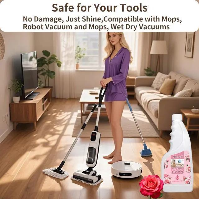 Alt view image 5 of 7 - Robot Mop Cleaning Solution Concentrate Compatible with Robot Mops, Wet Dry Vacuums for Roborock, Tineco, Dreame, Narwal, Shark, Bissell Mops, 16.9 FL.oz, Dilution Ratio 1:200, Rose Scent