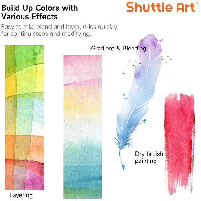 Alt view image 4 of 7 - 58 Pack Watercolor Paint Set, 48 Colors Watercolor Pan with 10 Paint Brushes for Beginners, Artists, Kids & Adults to Water Color Paint, Bullet Journal, Calligraphy Practice