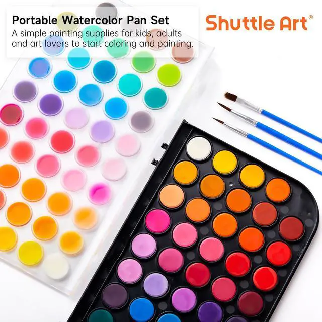 Alt view image 3 of 7 - 58 Pack Watercolor Paint Set, 48 Colors Watercolor Pan with 10 Paint Brushes for Beginners, Artists, Kids & Adults to Water Color Paint, Bullet Journal, Calligraphy Practice