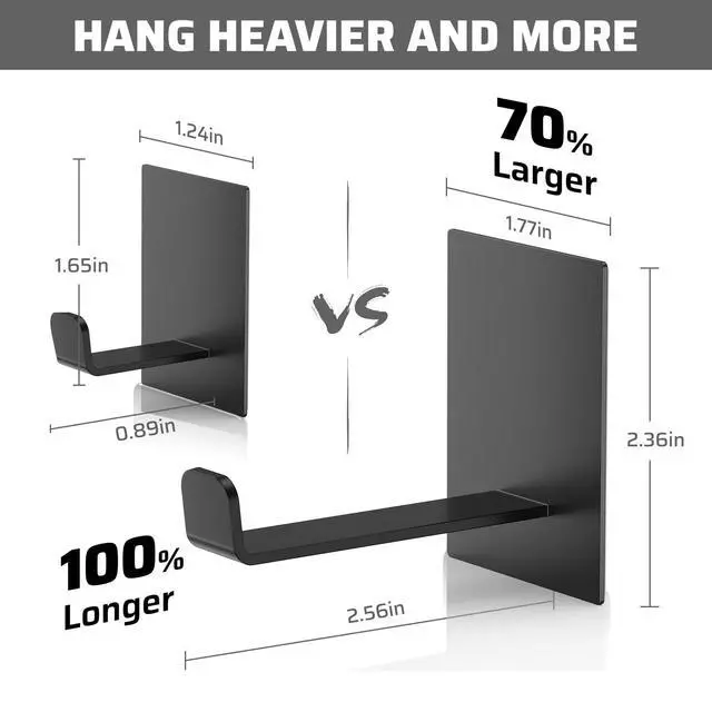 Alt view image 4 of 7 - Adhesive Hooks Long 4 Pack, Large 3M Command Hanger Wall Mounted