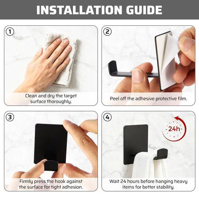Alt view image 5 of 7 - Adhesive Hooks Long 4 Pack, Large 3M Command Hanger Wall Mounted