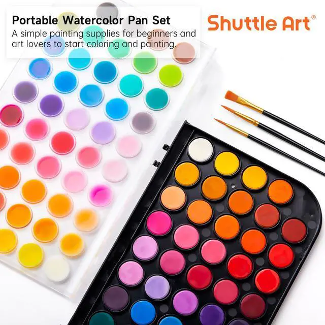 Alt view image 3 of 7 - Watercolor Paint Set, 48 Colors Watercolor Paint Pan Set with 3 Paint Brushes for Beginners, Artists, Kids & Adults for Painting, Journaling, Calligraphy Practice