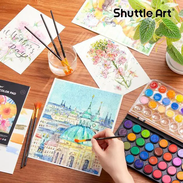 Alt view image 6 of 7 - 43 Pack Watercolor Paint Set, 36 Colors Watercolor Paint Pan Set with 6 Brushes and 1 Watercolor Pad for Beginners, Artists, Kids & Adults Watercolor Painting, Bullet Journal, Calligraphy