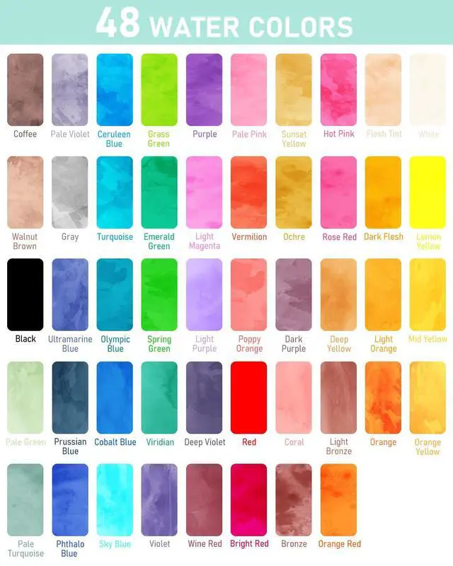 Alt view image 3 of 6 - Watercolor Paint Set, 48 Water Colors Kit with 3 Painting Brushes, Palette, Watercolor Pen, Non-toxic Painting Supplies for Kids, Adults, Students, Beginners and Artists