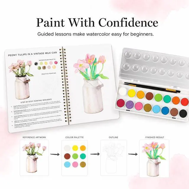 Alt view image 4 of 7 - Beautiful Watercolor Paper Workbook Set for Beginners - Relaxing & Easy to Paint Water Coloring Book Set with Paint & Premium Paper - Perfect for Travel & Gifting to Spark Creativity & Joy for Adults