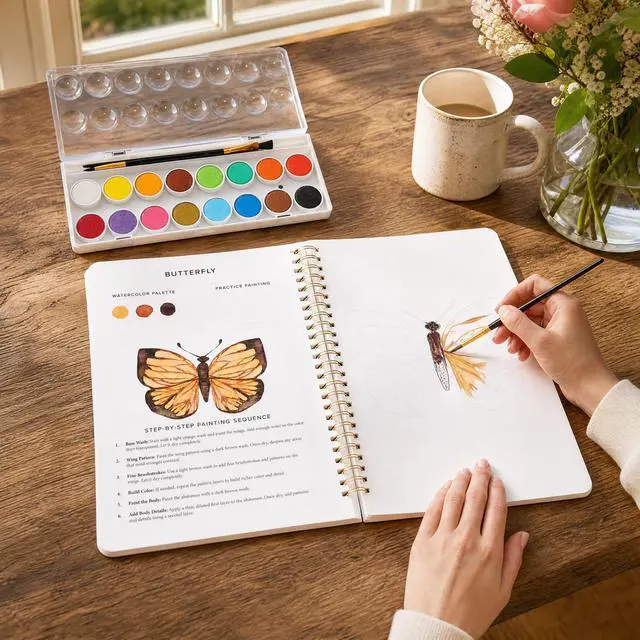 Alt view image 5 of 7 - Beautiful Watercolor Paper Workbook Set for Beginners - Relaxing & Easy to Paint Water Coloring Book Set with Paint & Premium Paper - Perfect for Travel & Gifting to Spark Creativity & Joy for Adults
