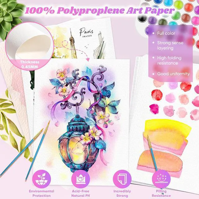 Alt view image 3 of 7 - 8.5"x11" Watercolor Paper, Loose Drawing Paper, 140lb/300gsm Water Color Paper for Drawing, Coloring, Painting, Sketching, Crafting, Art Office School Supplies for Kids Adults, Valentine Gift Card