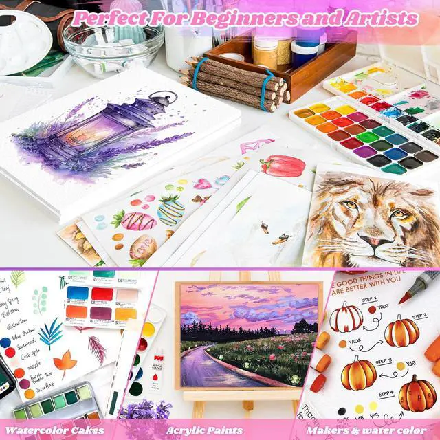 Alt view image 5 of 7 - 8.5"x11" Watercolor Paper, Loose Drawing Paper, 140lb/300gsm Water Color Paper for Drawing, Coloring, Painting, Sketching, Crafting, Art Office School Supplies for Kids Adults, Valentine Gift Card