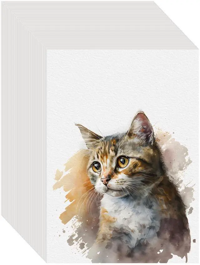 Main image of 100PCS 5x7 Watercolor Paper Bulk, 140lb/300g Cold Press Thick Water Color Paper Pad for Child Adult, White Art Paper for Drawing Painting Markers Gouache, Textured Cotton Paper Sheets