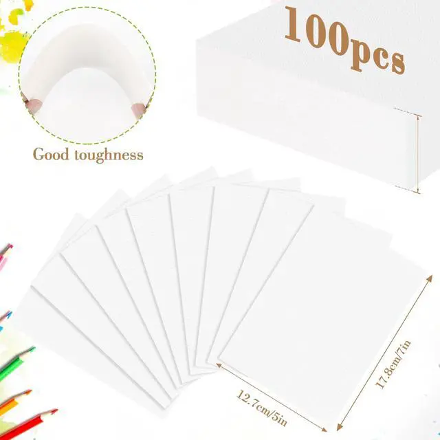 Alt view image 2 of 6 - 100PCS 5x7 Watercolor Paper Bulk, 140lb/300g Cold Press Thick Water Color Paper Pad for Child Adult, White Art Paper for Drawing Painting Markers Gouache, Textured Cotton Paper Sheets