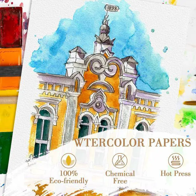 Alt view image 3 of 6 - 100PCS 5x7 Watercolor Paper Bulk, 140lb/300g Cold Press Thick Water Color Paper Pad for Child Adult, White Art Paper for Drawing Painting Markers Gouache, Textured Cotton Paper Sheets