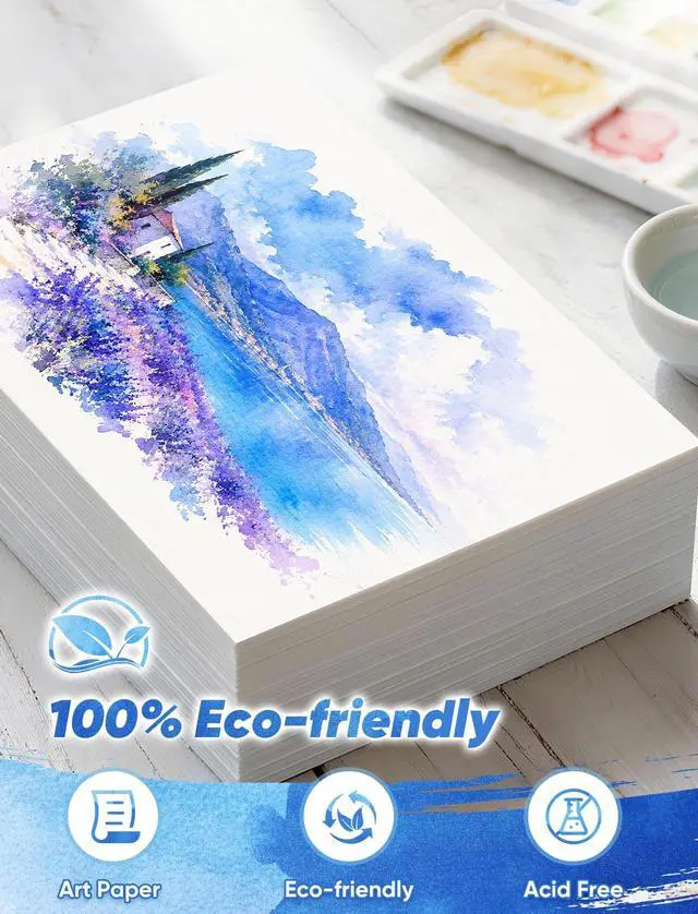 Alt view image 4 of 7 - 82 Sheets Watercolor Paper Bulk 5"x7", 110lb/230gsm Cold Press Thick Water Color Paper for Child Students Adult, Good Water Absorption, Art Paper for Watercolor Drawing Painting Markers