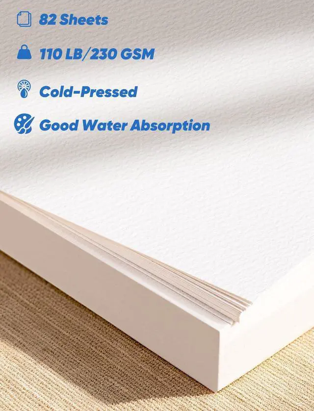 Alt view image 6 of 7 - 82 Sheets Watercolor Paper Bulk 5"x7", 110lb/230gsm Cold Press Thick Water Color Paper for Child Students Adult, Good Water Absorption, Art Paper for Watercolor Drawing Painting Markers