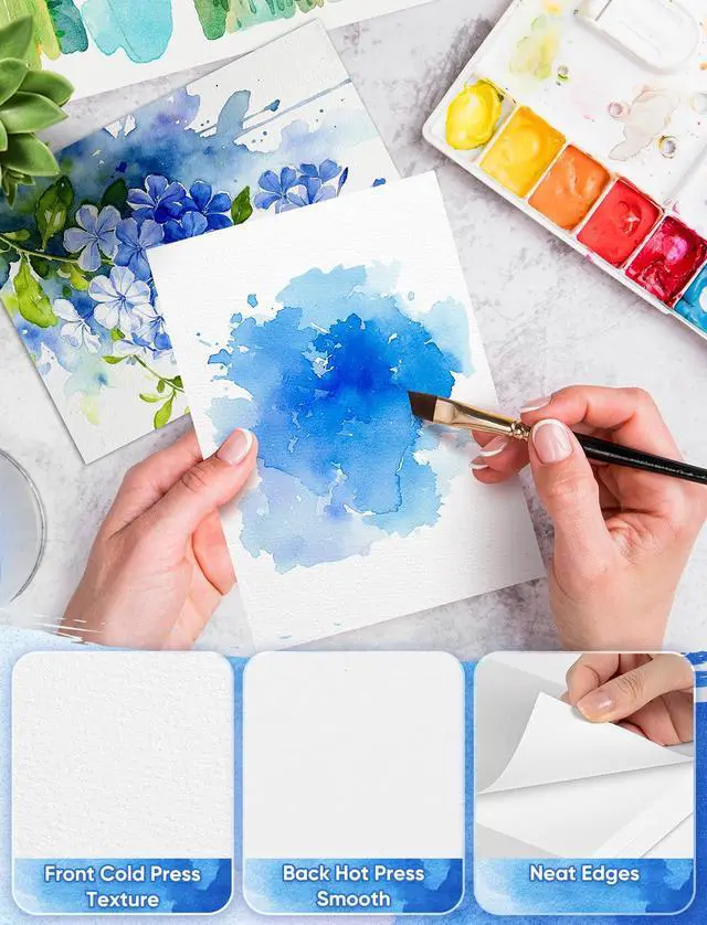 Alt view image 5 of 7 - 82 Sheets Watercolor Paper Bulk 5"x7", 110lb/230gsm Cold Press Thick Water Color Paper for Child Students Adult, Good Water Absorption, Art Paper for Watercolor Drawing Painting Markers