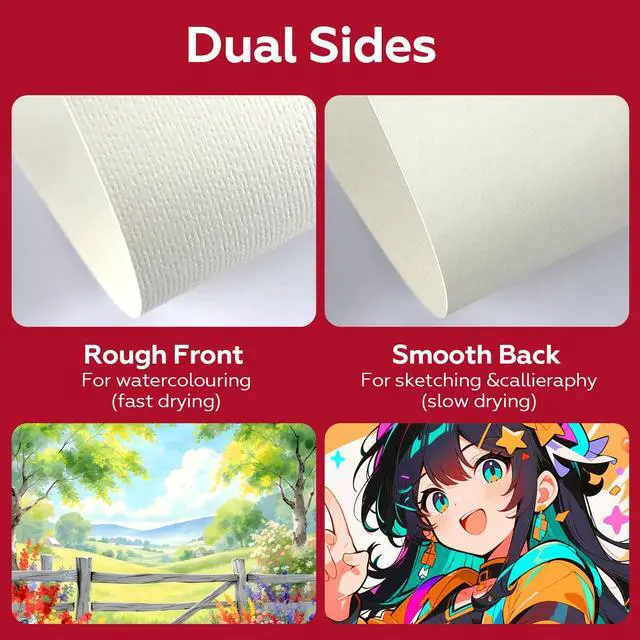 Alt view image 3 of 7 - 100 Sheets Watercolor Paper Bulk5 x 7 Inch Cold Press 140 lb/300 GSM Water Color Paper for Kids Adults.Watercolor Drawing Paint Paper for Art Drawing Supplies