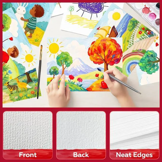 Alt view image 5 of 7 - 100 Sheets Watercolor Paper Bulk5 x 7 Inch Cold Press 140 lb/300 GSM Water Color Paper for Kids Adults.Watercolor Drawing Paint Paper for Art Drawing Supplies