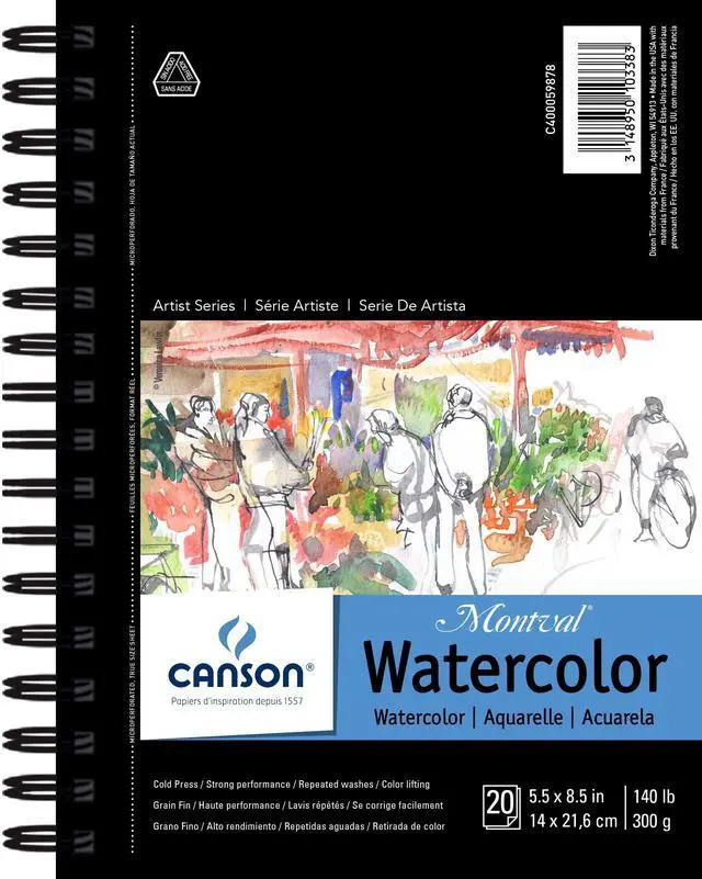 Main image of Artist Series Montval Watercolor Paper Pad, 5.5x8.5 inch, Side Wire, 20 Sheets, (140lb/300g)