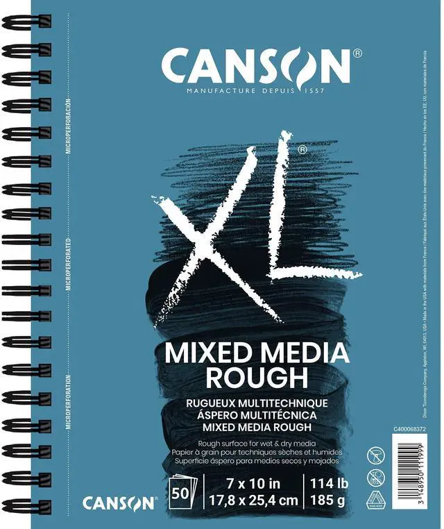 Main image of XL Series Mixed Media Pad, Rough Texture, Side Wire, 7x10 inches, 50 Sheets Heavyweight Art Paper for Watercolor, Gouache, Marker, Painting, Drawing, Sketching