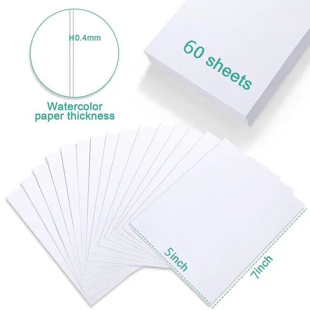 Alt view image 3 of 7 - 60 Sheets Watercolor Paper Pad Bulk Art White Cold Press Painting Paper for Artist Watercolorist Drawing(5 x 7 Inch,Cold Press)