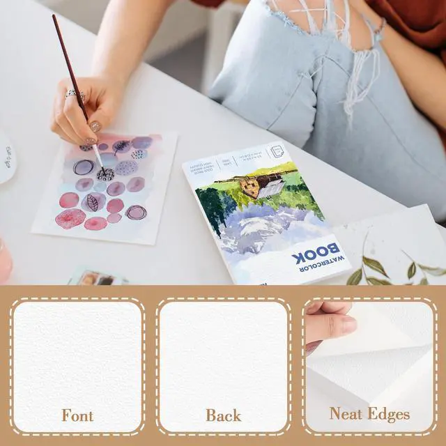Alt view image 4 of 7 - Watercolor Paper Pad, 9x12 140lb/300g Water Color Paper, 20 Sheets Cold Press Drawing Painting Paper Sketchbook Notebook, Art Supplies for Watercolors Acrylic Marker, Sketch Book for Kids Adults