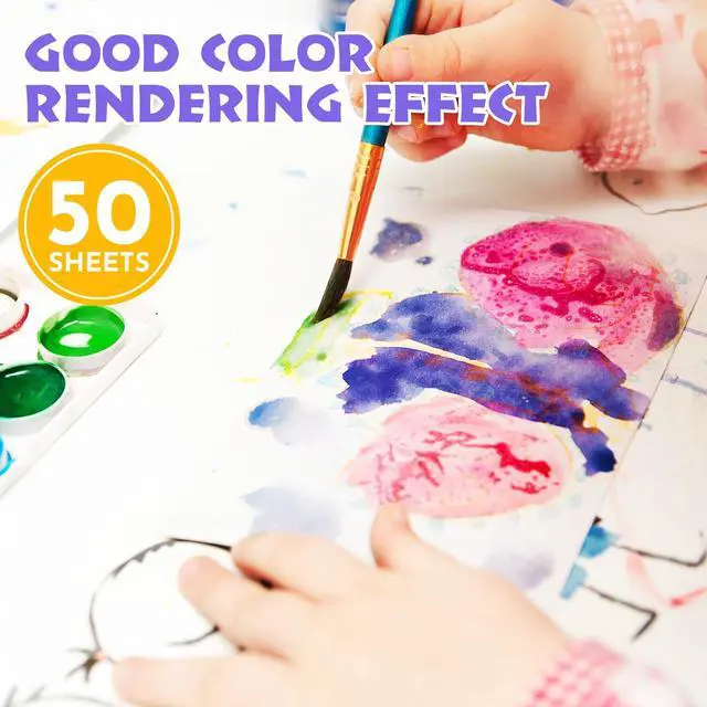 Alt view image 3 of 7 - 50 Sheets Watercolor Paper Bulk, 6 Sizes 9" x 12",8" x 10",8" x 8" etc.(300 GSM), White Water Color Paper for Kids, Adults, Artists, Painting & Craft Paper, Watercolor Paper, Drawing Supplies