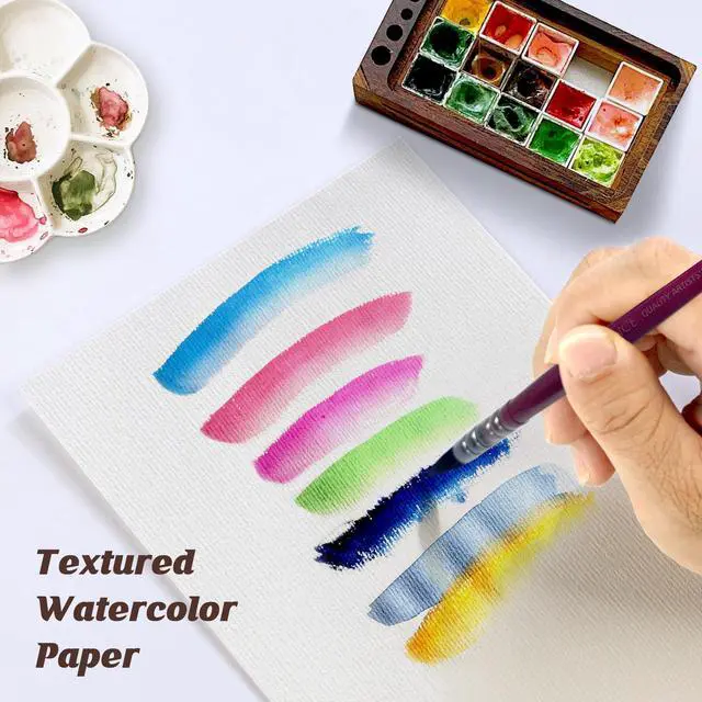 Alt view image 4 of 7 - 60 Sheets Watercolor Paper Bulk, 5x7in 140lb/300gsm, Cold Pressed Acid Free Natural White Textured Water Color Painting Art Supplies, Drawing Gift for Professional Adult Artists