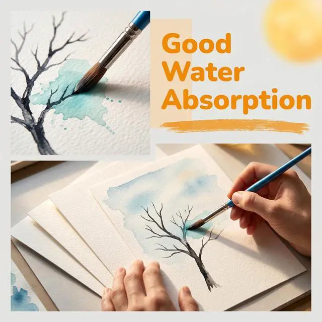Alt view image 3 of 7 - 56 Sheets Watercolor Paper Bulk, 140 lb/300 GSM Cold Press Watercolor Paper, White Paint Paper in 4 x 6 in and 5 x 7 in, Thick Art Paper for Kids, Students, Beginners, Artists, Cards and Crafts